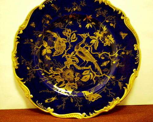 COBALT BLUE AND GOLD WALL PLATE BY COALPORT
