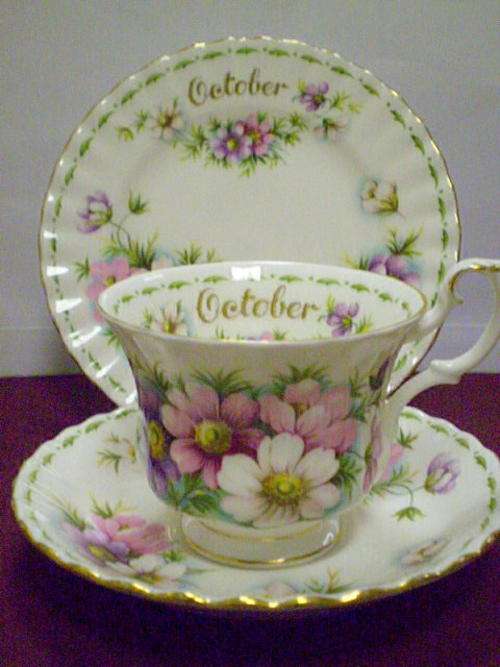 ROYAL ALBERT FLOWER OF THE MONTH  TRIO- OCTOBER