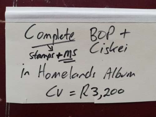 Complete BOP + Ciskei in Written up album (CV R3,200)