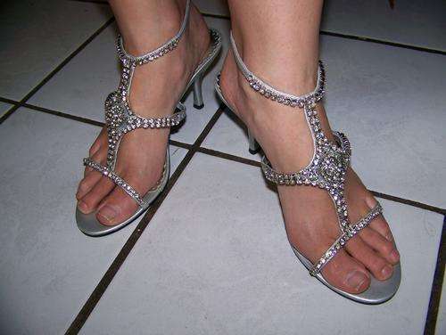 Silver Oasis⢠Stiletto shoes with diamante