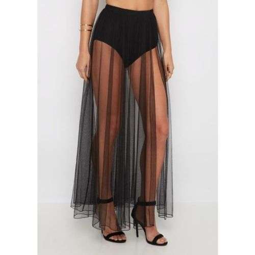 Sheer maxi tulle skirt