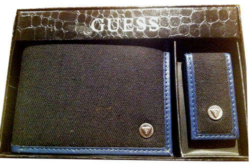 Guess Mens Denim Billfold Wallet with Money Clip