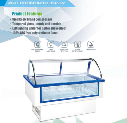1.5M MEAT DISPLAY FRIDGE FOR SALE / COMMERCIAL REFRIGERATED DISPLAY CASE / CURVED GLASS FRONT FRIDGE