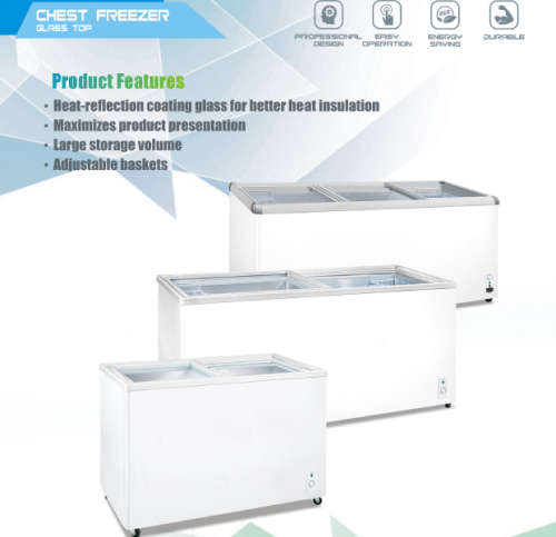 GLASS TOP FREEZER FOR SALE - ISLAND FREEZER - COMMERCIAL CHEST FREEZER - DISPLAY FREEZER 1.5M