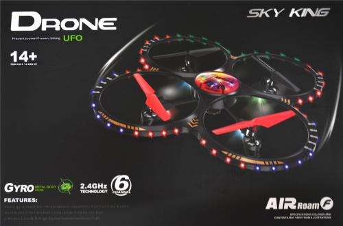 quadcopter, RC 2.4GHz 6 channel Sky King UFO CX-19 Drone with Camera 36cm with camera