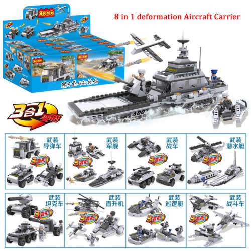 New COGO 8in1 Building Block Military Army Aircraft ship tanks submarines 747pcs