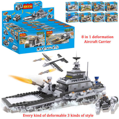 New COGO 8in1 Building Block Military Army Aircraft ship tanks submarines 747pcs