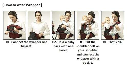 Baby HipSeat simple type hip seat carrier, Front, back and Hip - Random Colours
