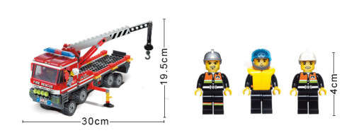 Fire Rescue Fire Boat Crane Truck Fireman Assemble Model Building Blocks Minifigures Kids