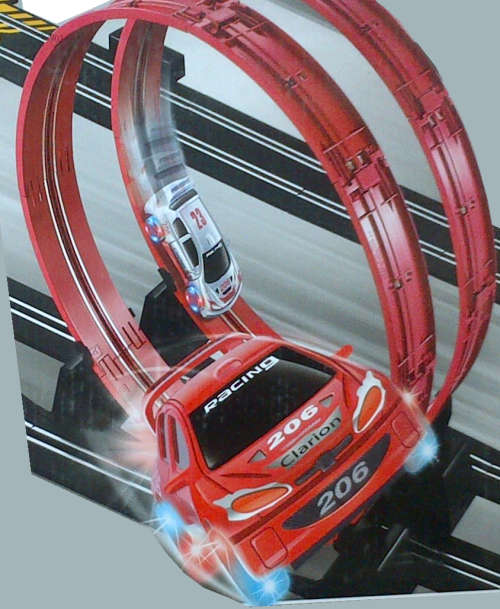Luxury Race Track Hand Cranked powered Slot Cars with Super Hoops & 2 cars