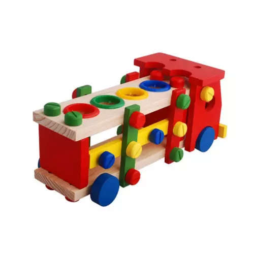 Wooden Toy DIY Tools Truck Groovy knock the ball screw