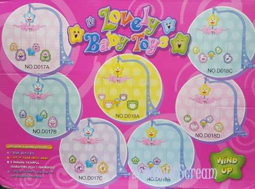 Baby Hanging musical toy set (random designs) with cot fastener
