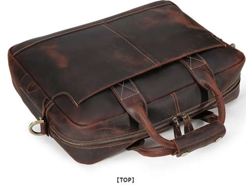 **BARGAIN + LOCAL** Genuine Leather Briefcase Crazy Horse Leather 15.6 " Laptop Briefcase For men