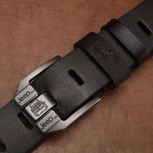 JEEP Genuine Leather For Men High Quality BROWN Buckle Jeans Belt 125CM