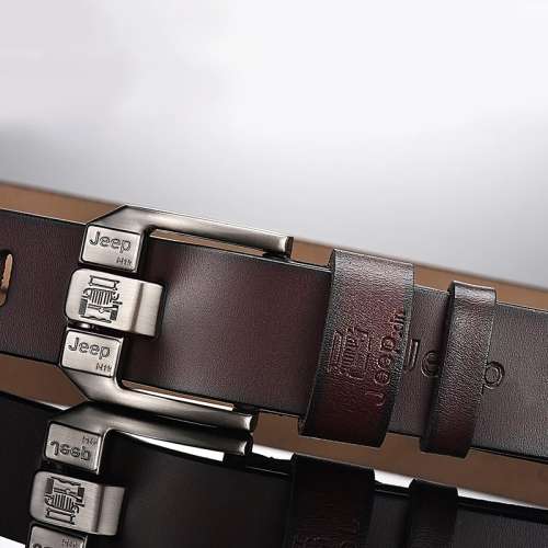 JEEP Genuine Leather For Men High Quality BROWN Buckle Jeans Belt 125CM