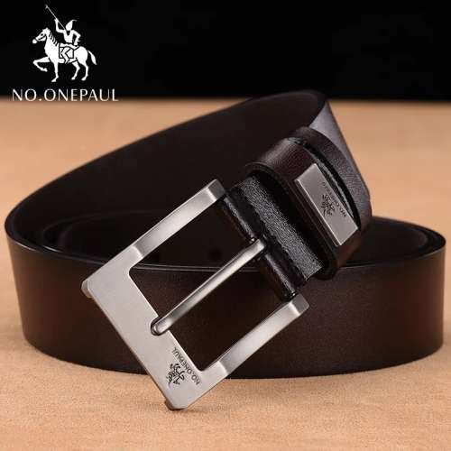NO.ONE PAUL cow genuine leather luxury strap male belts DARK BROWN