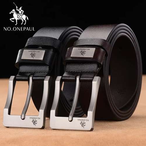 NO.ONE PAUL cow genuine leather luxury strap male belts DARK BROWN