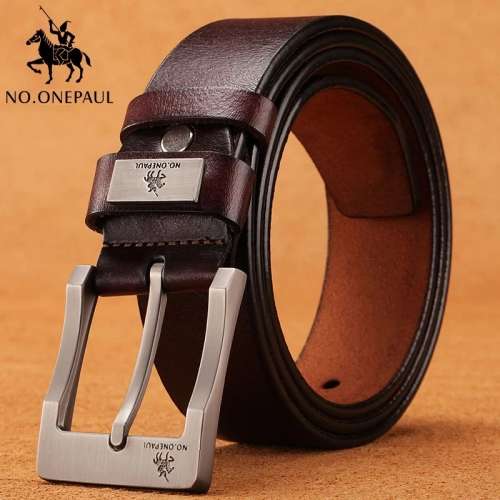 NO.ONE PAUL cow genuine leather luxury strap male belts DARK BROWN