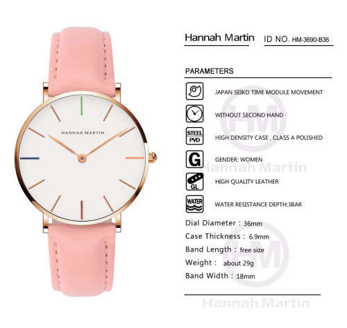 Hannah Martin CW-3690 Classical Women Ladies Brand Watch
