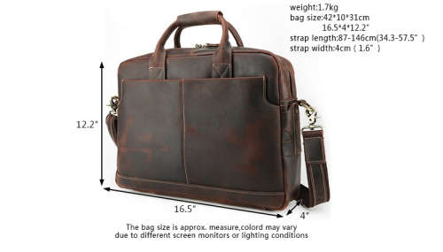 **BARGAIN + LOCAL** Genuine Leather Briefcase Crazy Horse Leather 15.6 " Laptop Briefcase For men