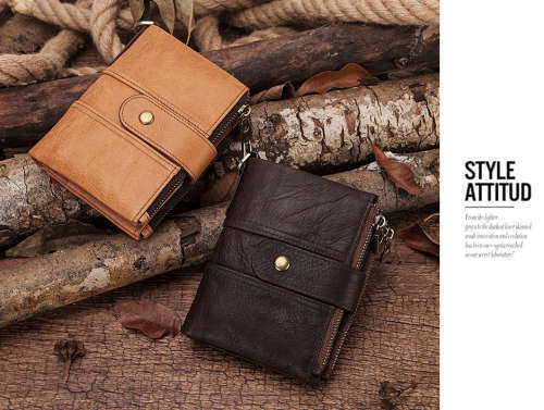 KAVIS 100% Genuine Leather Rfid Wallet Men Crazy Horse Wallets