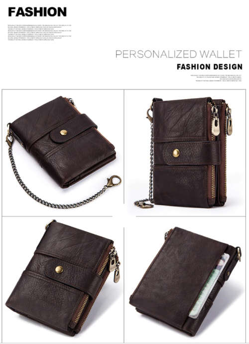 KAVIS 100% Genuine Leather Rfid Wallet Men Crazy Horse Wallets