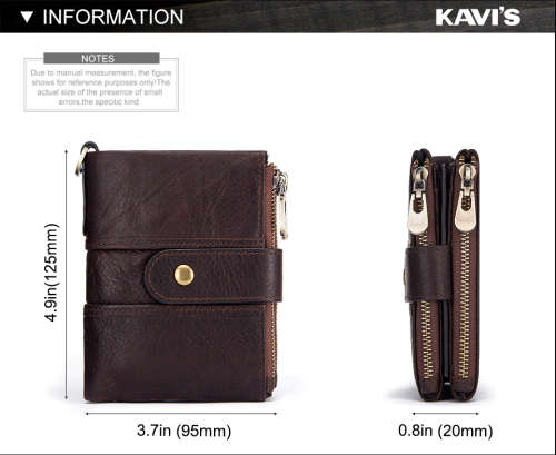 KAVIS 100% Genuine Leather Rfid Wallet Men Crazy Horse Wallets