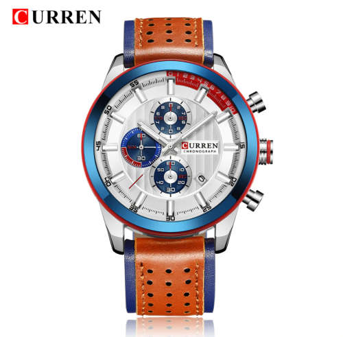 CURREN Leather Quartz Men Watches Waterproof