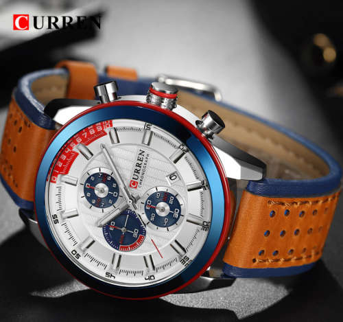 CURREN Leather Quartz Men Watches Waterproof