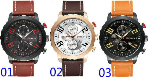 CURREN Quartz Water Resistance Men Leather Strap Army Military Sports Watch
