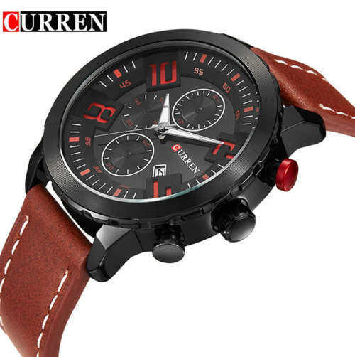 CURREN Quartz Water Resistance Men Leather Strap Army Military Sports Watch