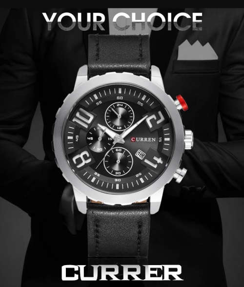 CURREN Quartz Water Resistance Men Leather Strap Army Military Sports Watch