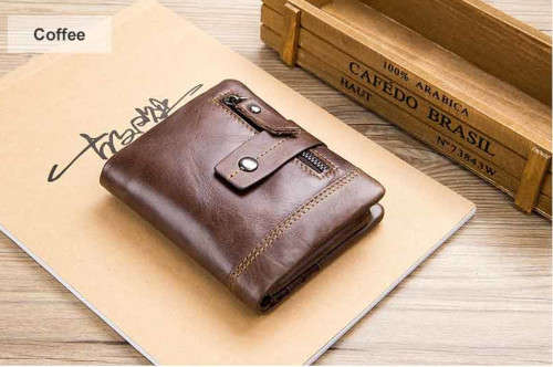 BULL CAPTAIN wallet men genuine leather vertical card package buckle (COFFEE) (QB04)