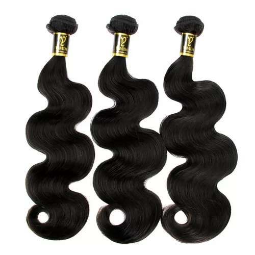 16 INCHES, 16inch*3 +14inch(Closure) Brazilian Hair Weave Bundles With Closure Non Remy Human Hair B