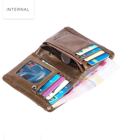 BULLCAPTAIN 2019 Genuine Leather Zipper Wallet MEN (BROWN RED/DARK BROWN) (QB03)