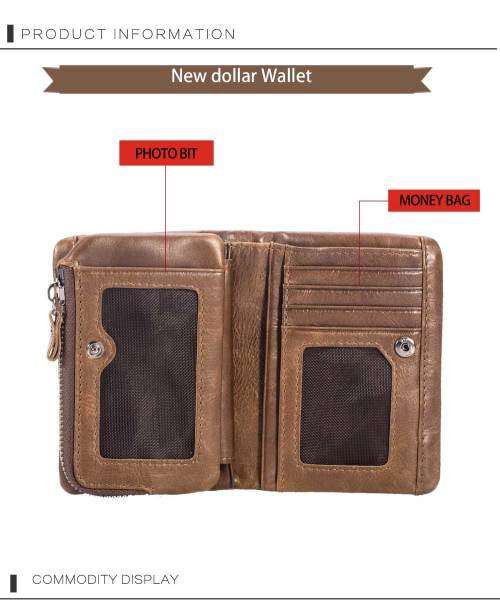 BULLCAPTAIN 2019 Genuine Leather Zipper Wallet MEN (BROWN RED/DARK BROWN) (QB03)