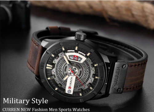 CURREN Men Military Sports Watches Men's Quartz Date Clock Man Casual Leather Wrist Watch Relogio Ma