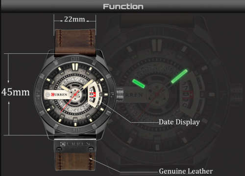 CURREN Men Military Sports Watches Men's Quartz Date Clock Man Casual Leather Wrist Watch Relogio Ma