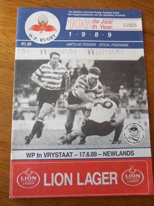 WP RUGBY 106th Year Official Programme 1989