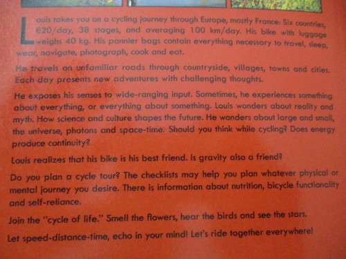 Signed THE CYCLIST'S MIND GOES EVERYWHERE. Louis Frouws tours six countries in Europe, mostly France