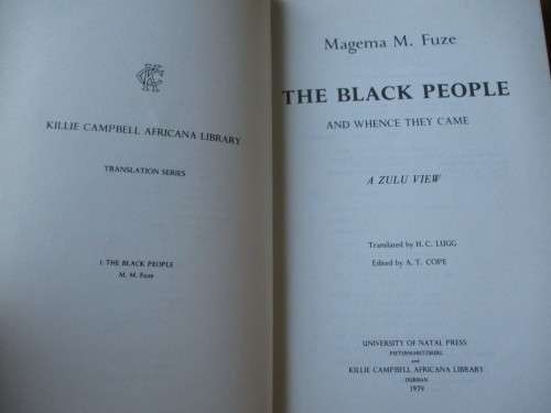 THE BLACK PEOPLE AND WHENCE THEY CAME  Magema M. Fuze