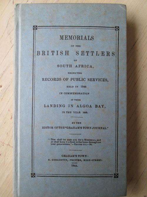 MEMORIALS OF THE BRITISH SETTLERS OF SOUTH AFRICA