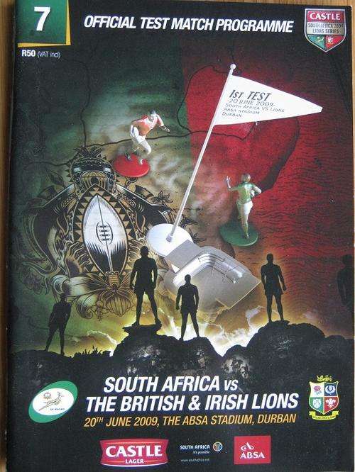 SOUTH AFRICA vs THE BRITISH AND IRISH LIONS. 20 June 2009 Durban. Official Test Match Programme