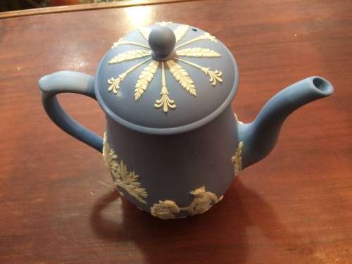 WEDGWOOD BLUE JASPERWARE COFFEE POT