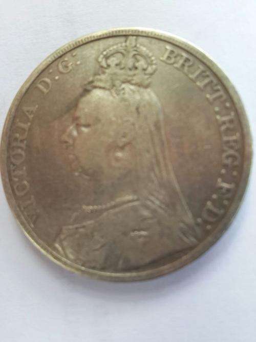 QUEEN VICTORIA SILVER CROWN 1889 - LOVELY HIGH GRADE ORIGINAL TONED COIN