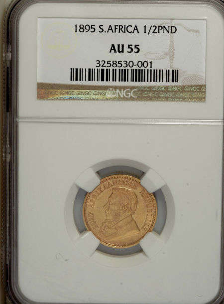 AU 55 1895 Gold  ZAR Half  Pond . Graded as AU 55 . Stunning