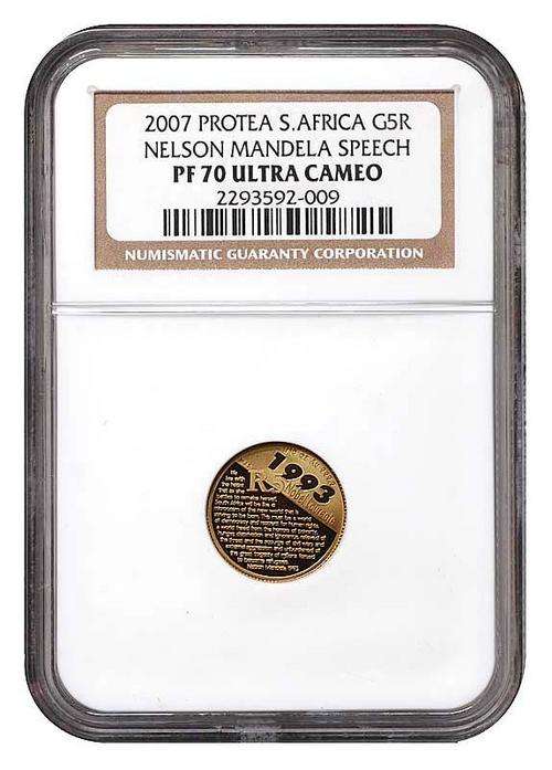 PF70 Nelson Mandela 24 Carat Solid Gold Proof Coin.. NGC Graded .