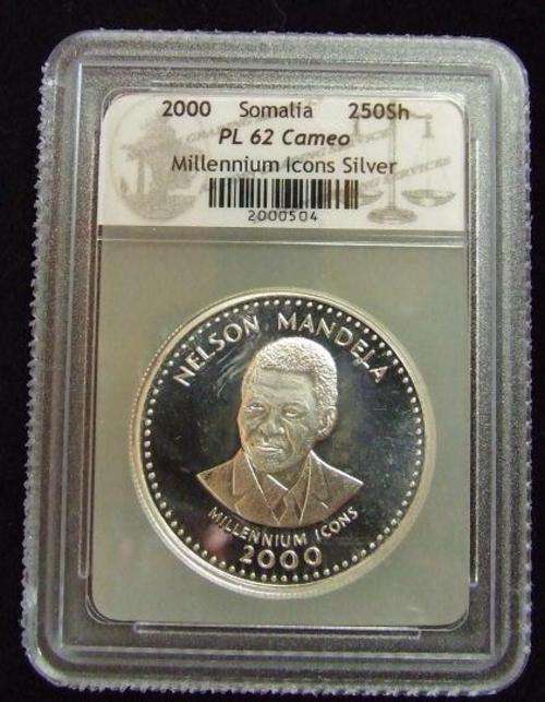 Nelson Mandela Millenium Icon Silver Year 2000 Somalia 250 Schillings ... Low Mintage