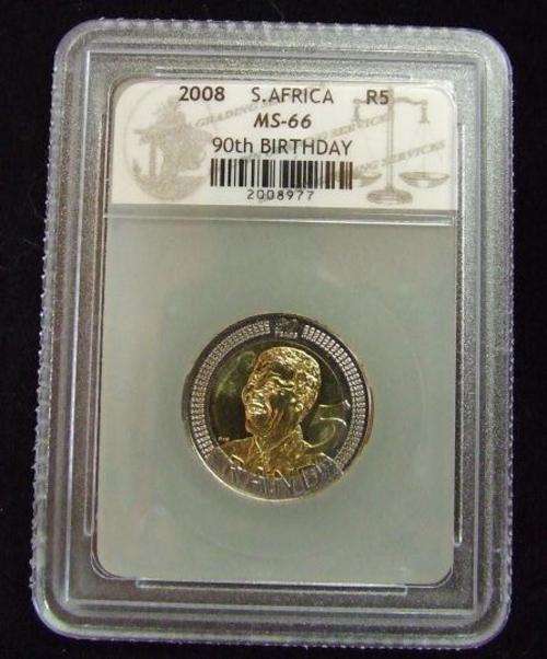 Mint State 66 Nelson Mandela 90th Birthday Coin.. Graded and Slabbed Year 2008