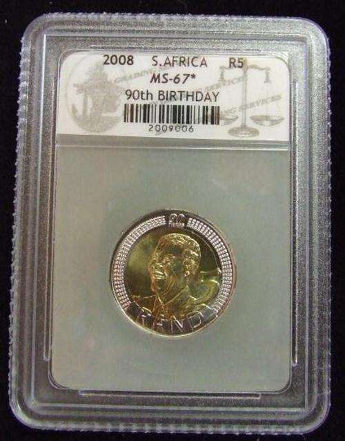 Mint State 67 Nelson Mandela 90th Birthday Coin.. Graded and Slabbed Year 2008